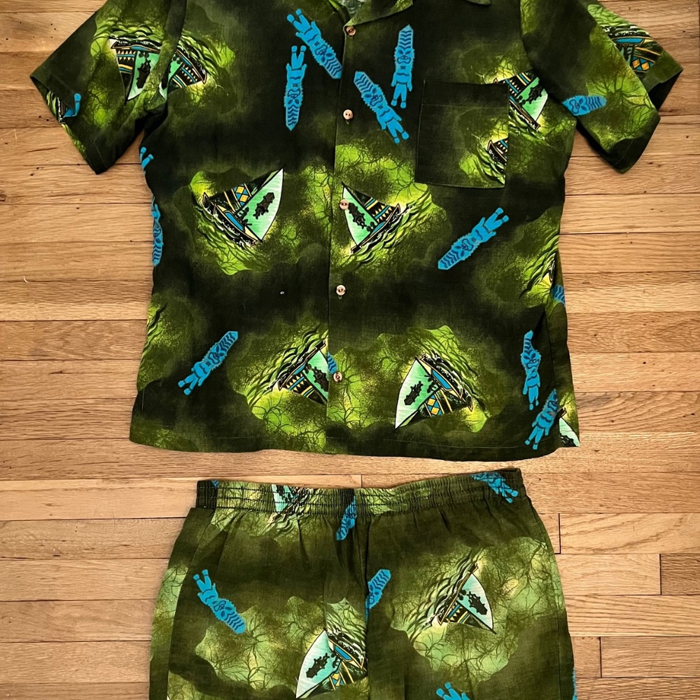 VINTAGE JC Penney Swimwear Caban Set Shirt & Matching Bathing Suit Men's XL